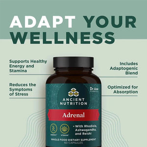 ANCIENT NUTRITION - Ancient Nutrition Adrenal Support with Ashwagandha 60 Capsulas - The Red Vitamin MX - Suplementos Alimenticios - {{ shop.shopifyCountryName }}