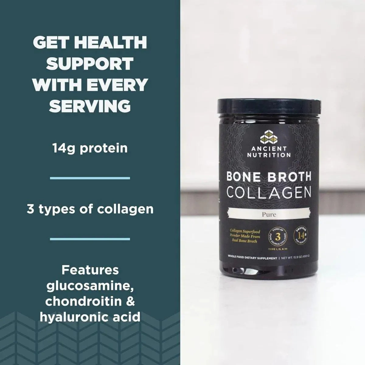 ANCIENT NUTRITION - Ancient Nutrition Bone Broth Collagen Powder 450Gr. - The Red Vitamin MX - Suplementos Alimenticios - {{ shop.shopifyCountryName }}