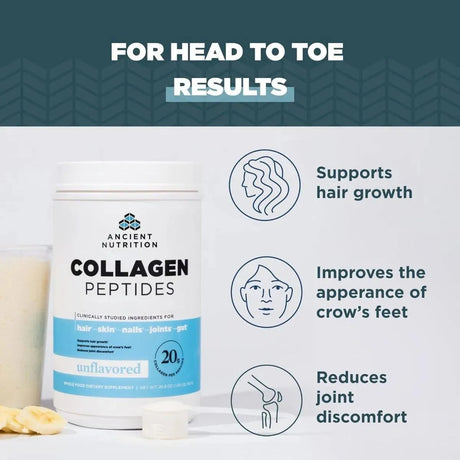 ANCIENT NUTRITION - Ancient Nutrition Unflavored Collagen Peptides 280Gr. - The Red Vitamin MX - Suplementos Alimenticios - {{ shop.shopifyCountryName }}