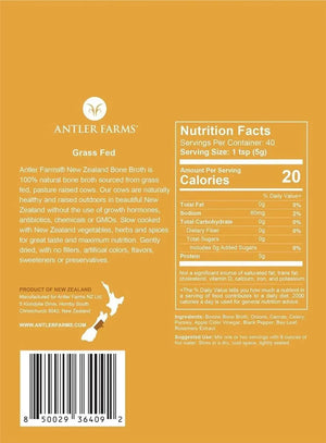 ANTLER FARMS - Antler Farms 100% Grass Fed New Zealand Bone Broth Powder 200Gr. - The Red Vitamin MX - Suplementos Alimenticios - {{ shop.shopifyCountryName }}