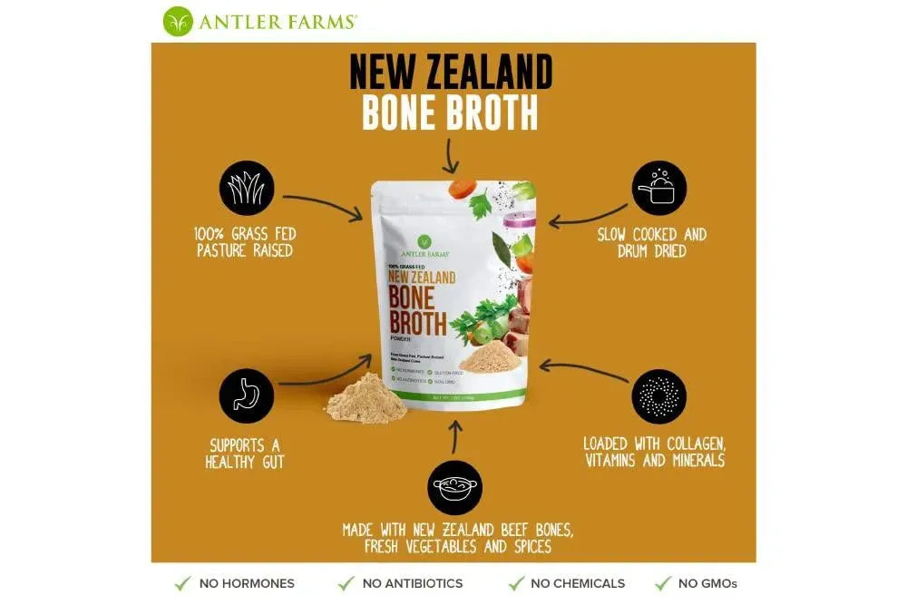 ANTLER FARMS - Antler Farms 100% Grass Fed New Zealand Bone Broth Powder 200Gr. - The Red Vitamin MX - Suplementos Alimenticios - {{ shop.shopifyCountryName }}