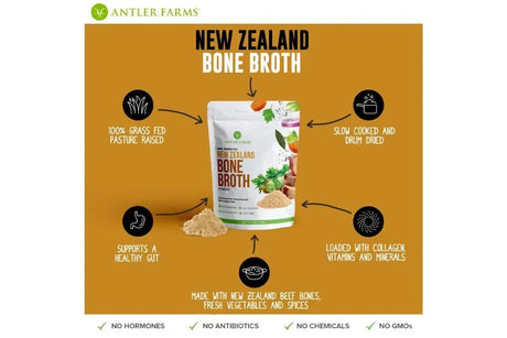 ANTLER FARMS - Antler Farms 100% Grass Fed New Zealand Bone Broth Powder 200Gr. - The Red Vitamin MX - Suplementos Alimenticios - {{ shop.shopifyCountryName }}
