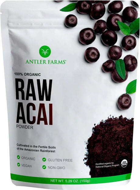 ANTLER FARMS - Antler Farms 100% Pure Organic Raw Acai Powder 150Gr. - The Red Vitamin MX - Suplementos Alimenticios - {{ shop.shopifyCountryName }}