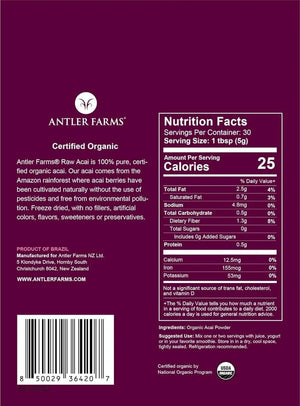 ANTLER FARMS - Antler Farms 100% Pure Organic Raw Acai Powder 150Gr. - The Red Vitamin MX - Suplementos Alimenticios - {{ shop.shopifyCountryName }}