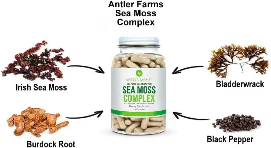 ANTLER FARMS - Antler Farms 100% Pure Sea Moss Complex 130 Capsulas - The Red Vitamin MX - Suplementos Alimenticios - {{ shop.shopifyCountryName }}