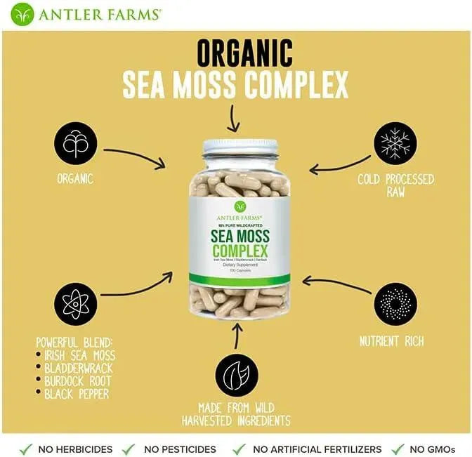 ANTLER FARMS - Antler Farms 100% Pure Sea Moss Complex 130 Capsulas - The Red Vitamin MX - Suplementos Alimenticios - {{ shop.shopifyCountryName }}