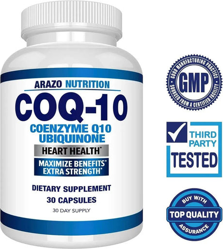 ARAZO NUTRITION - Arazo Nutrition CoQ10 200Mg. 30 Capsulas - The Red Vitamin MX - Suplementos Alimenticios - {{ shop.shopifyCountryName }}