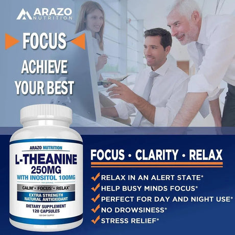 ARAZO NUTRITION - Arazo Nutrition L-Theanine 250Mg. 120 Capsulas - The Red Vitamin MX - Suplementos Alimenticios - {{ shop.shopifyCountryName }}