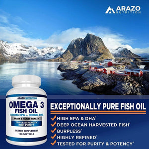 ARAZO NUTRITION - Arazo Nutrition Omega 3 Fish Oil 2250Mg. 120 Capsulas Blandas - The Red Vitamin MX - Suplementos Alimenticios - {{ shop.shopifyCountryName }}