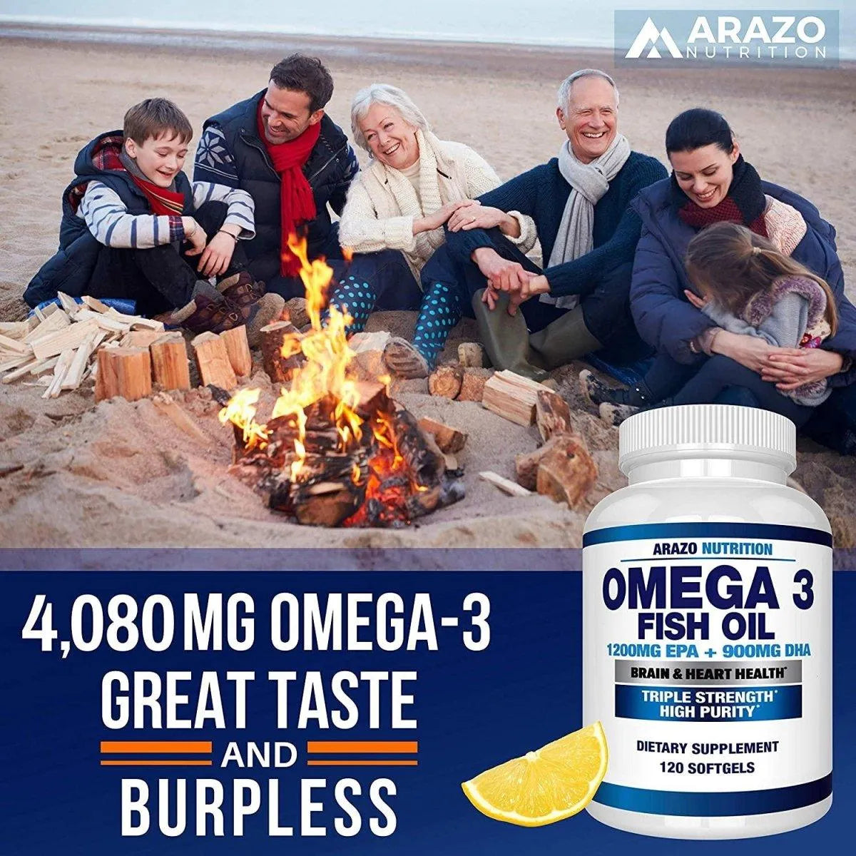 ARAZO NUTRITION - Arazo Nutrition Omega 3 Fish Oil 2250Mg. 120 Capsulas Blandas - The Red Vitamin MX - Suplementos Alimenticios - {{ shop.shopifyCountryName }}