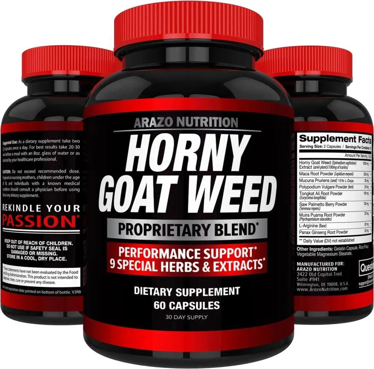 ARAZO NUTRITION - Arazo Nutrition Premium Horny Goat Weed Extract with Maca Root 60 Capsulas - The Red Vitamin MX - Suplementos Alimenticios - {{ shop.shopifyCountryName }}