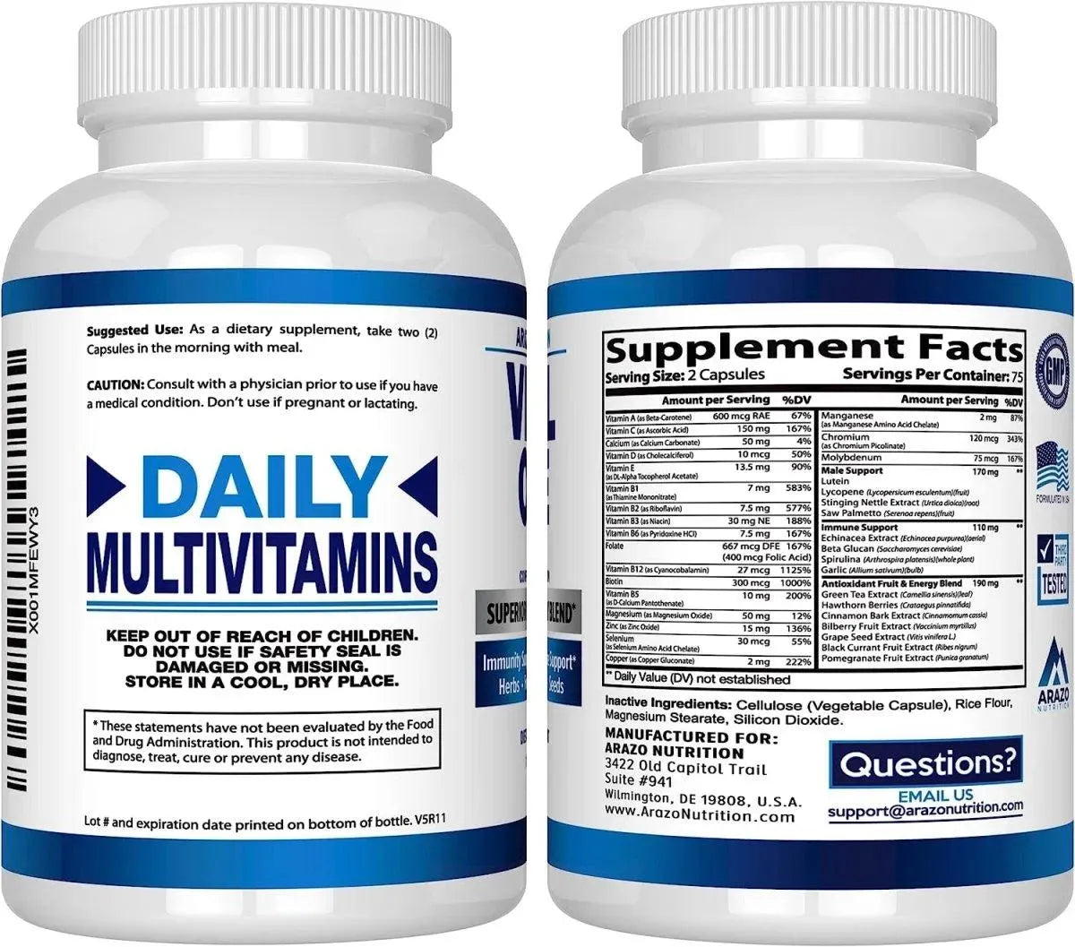 ARAZO NUTRITION - Arazo Nutrition Vital One Multivitamin for Men 150 Capsulas - The Red Vitamin MX - Suplementos Alimenticios - {{ shop.shopifyCountryName }}