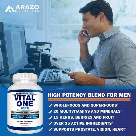 ARAZO NUTRITION - Arazo Nutrition Vital One Multivitamin for Men 150 Capsulas - The Red Vitamin MX - Suplementos Alimenticios - {{ shop.shopifyCountryName }}