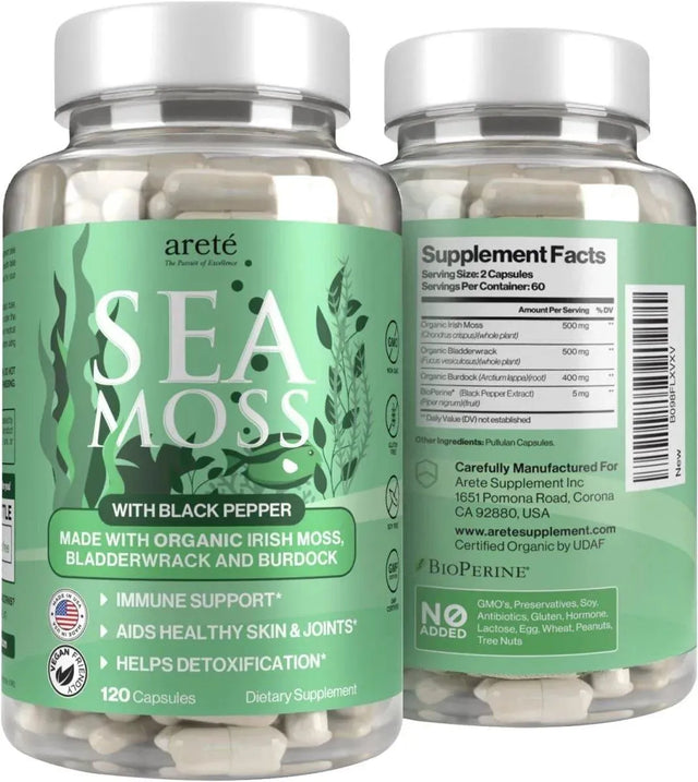 ARETE - Arete Organic Irish Sea Moss 120 Capsulas - The Red Vitamin MX - Suplementos Alimenticios - {{ shop.shopifyCountryName }}