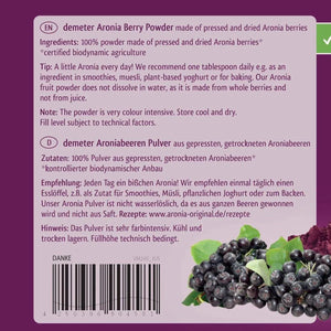 ARONIA ORIGINAL - Aronia ORIGINAL Organic Aronia Berry Powder 100Gr. - The Red Vitamin MX - Suplementos Alimenticios - {{ shop.shopifyCountryName }}