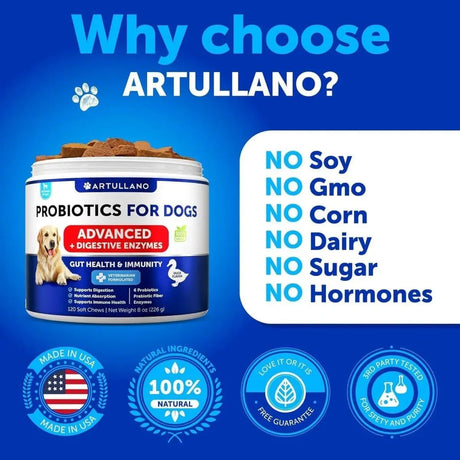 ARTULLANO - Artullano Probiotics for Dogs Duck Flavor 120 Masticables - The Red Vitamin MX - Probióticos Para Perros - {{ shop.shopifyCountryName }}