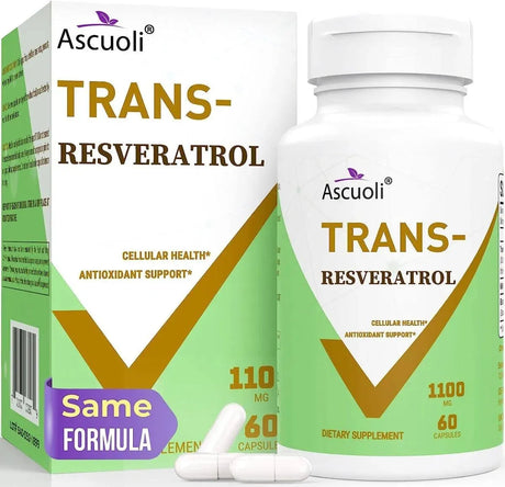 ASCUOLI - Ascuoli 99% Ultra Purity Trans-Resveratrol 1100Mg. 60 Capsulas - The Red Vitamin MX - Suplementos Alimenticios - {{ shop.shopifyCountryName }}