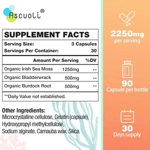 ASCUOLI - Ascuoli Organic Sea Moss 2250Mg. 90 Capsulas - The Red Vitamin MX - Suplementos Alimenticios - {{ shop.shopifyCountryName }}