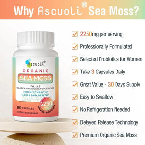 ASCUOLI - Ascuoli Organic Sea Moss 2250Mg. 90 Capsulas - The Red Vitamin MX - Suplementos Alimenticios - {{ shop.shopifyCountryName }}