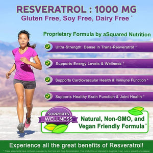 ASQUARED NUTRITION - aSquared Nutrition 100% Natural Resveratrol 1000Mg. 180 Capsulas - The Red Vitamin MX - Suplementos Alimenticios - {{ shop.shopifyCountryName }}