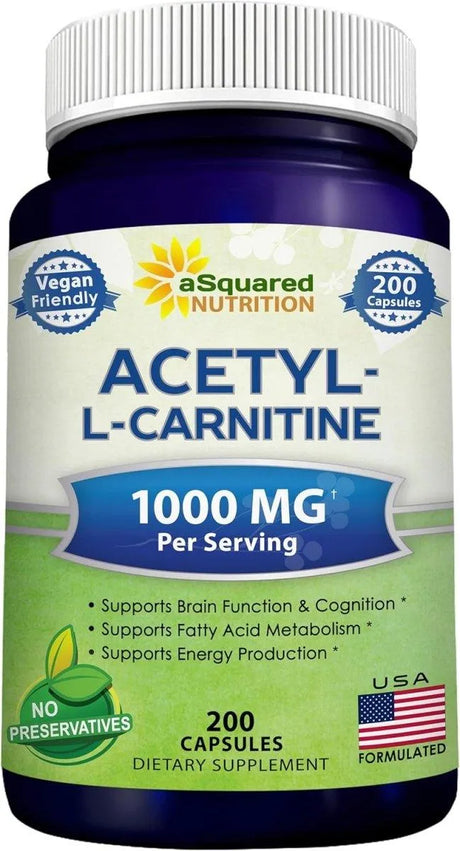 ASQUARED NUTRITION - aSquared Nutrition Acetyl L-Carnitine 1000Mg. 200 Capsulas - The Red Vitamin MX - Suplementos Alimenticios - {{ shop.shopifyCountryName }}