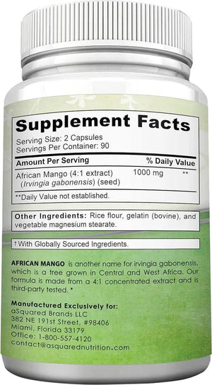 ASQUARED NUTRITION - aSquared Nutrition African Mango Extract 1000Mg. 180 Capsulas - The Red Vitamin MX - Suplementos Alimenticios - {{ shop.shopifyCountryName }}