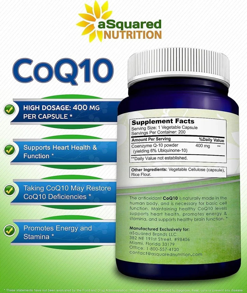 ASQUARED NUTRITION - aSquared Nutrition CoQ10 400Mg. 200 Capsulas - The Red Vitamin MX - Suplementos Alimenticios - {{ shop.shopifyCountryName }}