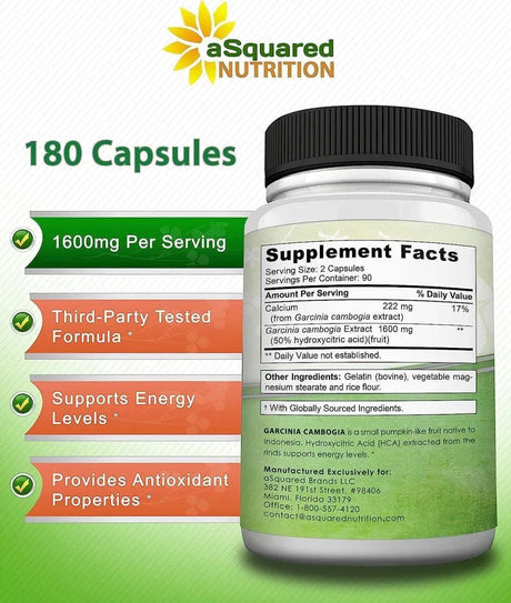 ASQUARED NUTRITION - aSquared Nutrition Garcinia Cambogia 1600Mg. 180 Capsulas - The Red Vitamin MX - Suplementos Alimenticios - {{ shop.shopifyCountryName }}