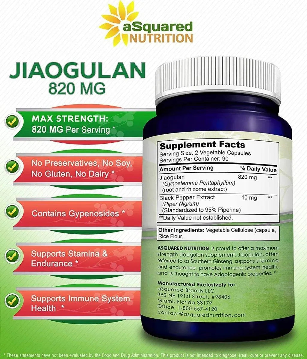 ASQUARED NUTRITION - aSquared Nutrition Jiaogulan 820Mg. 180 Capsulas - The Red Vitamin MX - Suplementos Alimenticios - {{ shop.shopifyCountryName }}