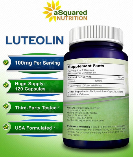 ASQUARED NUTRITION - aSquared Nutrition Luteolin 100Mg. 120 Capsulas - The Red Vitamin MX - Suplementos Alimenticios - {{ shop.shopifyCountryName }}