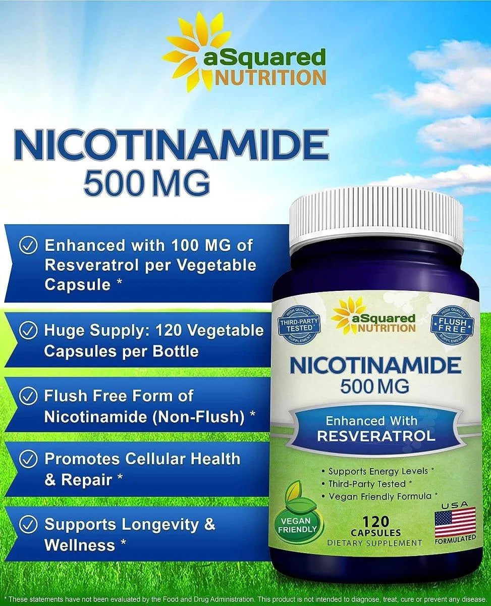 ASQUARED NUTRITION - aSquared Nutrition Nicotinamide with Resveratrol 120 Capsulas - The Red Vitamin MX - Suplementos Alimenticios - {{ shop.shopifyCountryName }}