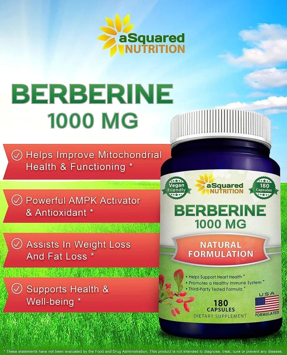 ASQUARED NUTRITION - aSquared Nutrition Pure Berberine 1000Mg. 180 Capsulas - The Red Vitamin MX - Suplementos Alimenticios - {{ shop.shopifyCountryName }}