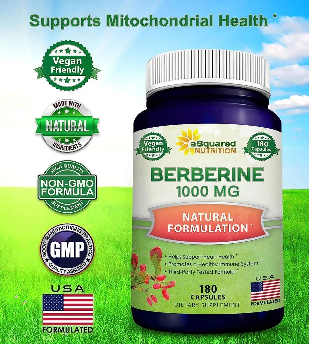 ASQUARED NUTRITION - aSquared Nutrition Pure Berberine 1000Mg. 180 Capsulas - The Red Vitamin MX - Suplementos Alimenticios - {{ shop.shopifyCountryName }}