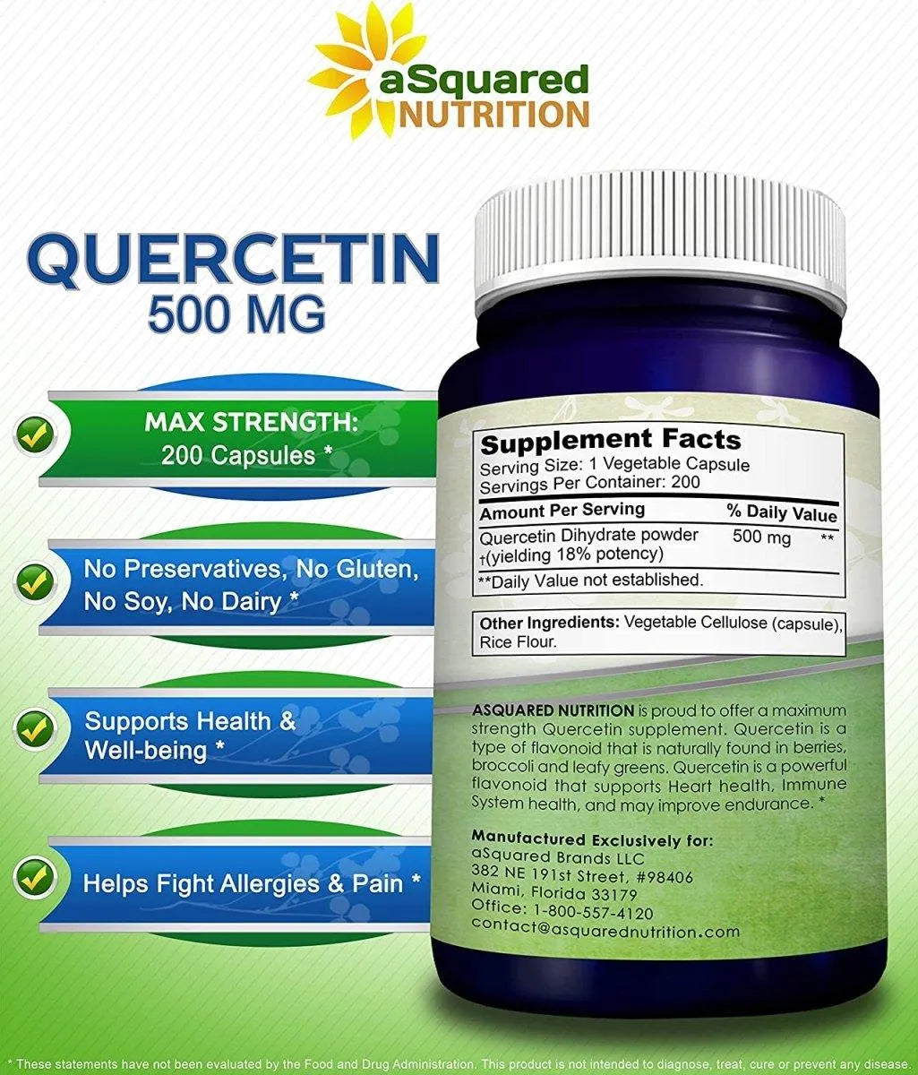 ASQUARED NUTRITION - aSquared Nutrition Quercetin 500Mg. 200 Capsulas - The Red Vitamin MX - Suplementos Alimenticios - {{ shop.shopifyCountryName }}