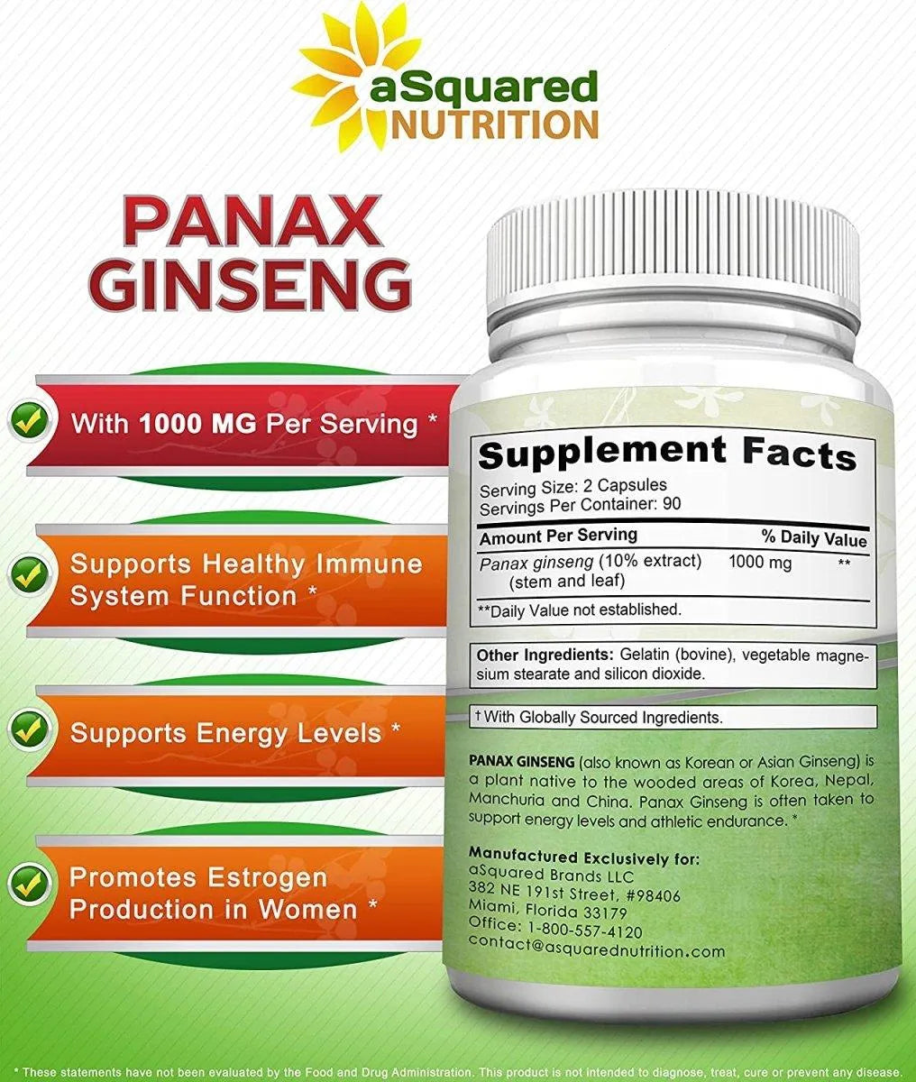 ASQUARED NUTRITION - aSquared Nutrition Red Korean Panax Ginseng 1000Mg. 180 Capsulas - The Red Vitamin MX - Suplementos Alimenticios - {{ shop.shopifyCountryName }}