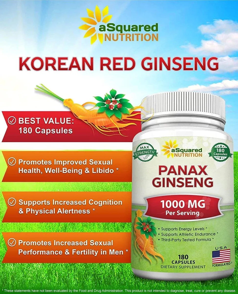 ASQUARED NUTRITION - aSquared Nutrition Red Korean Panax Ginseng 1000Mg. 180 Capsulas - The Red Vitamin MX - Suplementos Alimenticios - {{ shop.shopifyCountryName }}