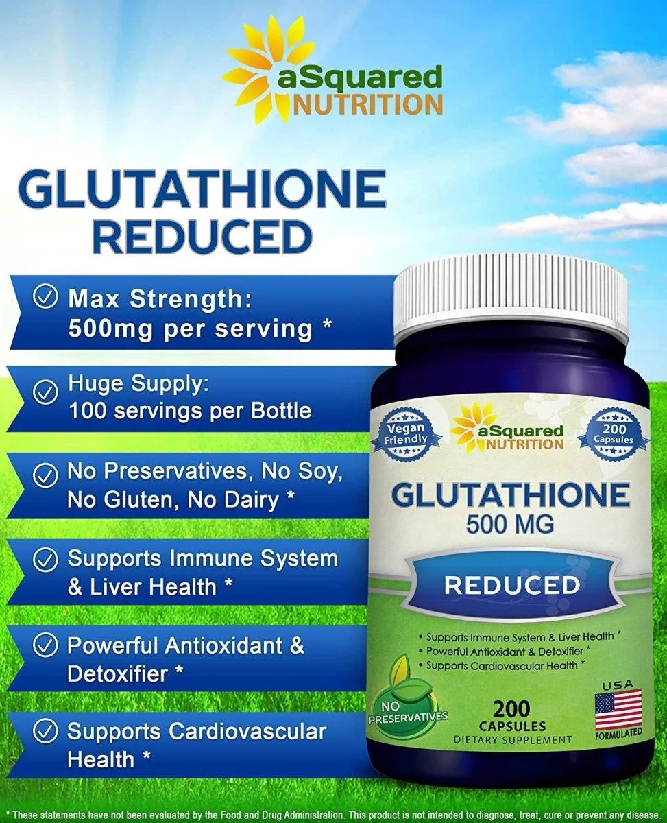 ASQUARED NUTRITION - aSquared Nutrition Reduced Glutathione 500Mg. 200 Capsulas - The Red Vitamin MX - Suplementos Alimenticios - {{ shop.shopifyCountryName }}