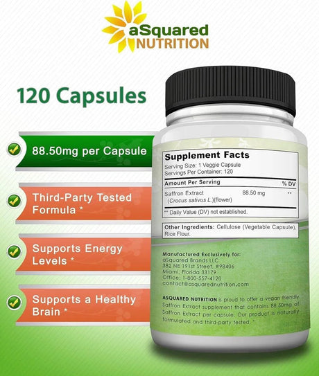 ASQUARED NUTRITION - aSquared Nutrition Saffron 120 Capsulas - The Red Vitamin MX - Suplementos Alimenticios - {{ shop.shopifyCountryName }}