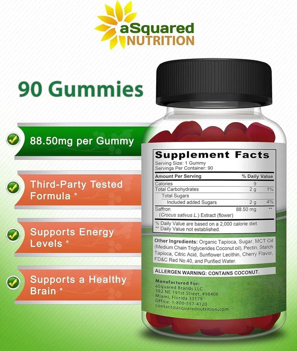 ASQUARED NUTRITION - aSquared Nutrition Saffron Gummies 90 Gomitas - The Red Vitamin MX - Suplementos Alimenticios - {{ shop.shopifyCountryName }}