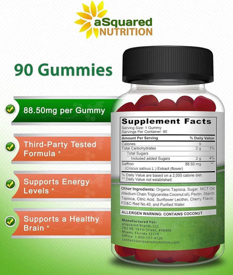 ASQUARED NUTRITION - aSquared Nutrition Saffron Gummies 90 Gomitas - The Red Vitamin MX - Suplementos Alimenticios - {{ shop.shopifyCountryName }}