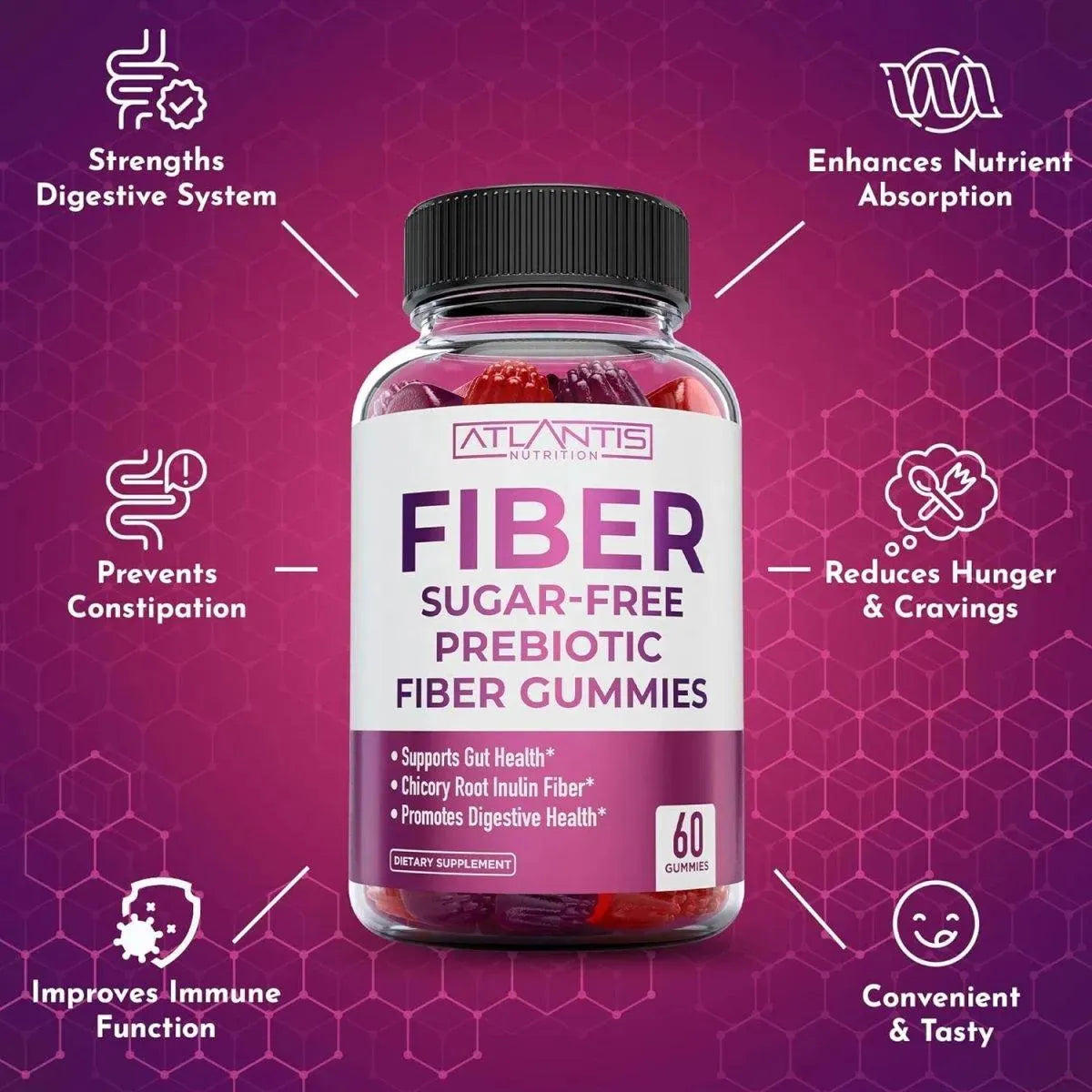 ATLANTIS NUTRITION - Atlantis Nutrition Sugar Free Prebiotic Fiber Gummies For Adults 60 Gomitas 2 Pack - The Red Vitamin MX - Suplementos Alimenticios - {{ shop.shopifyCountryName }}