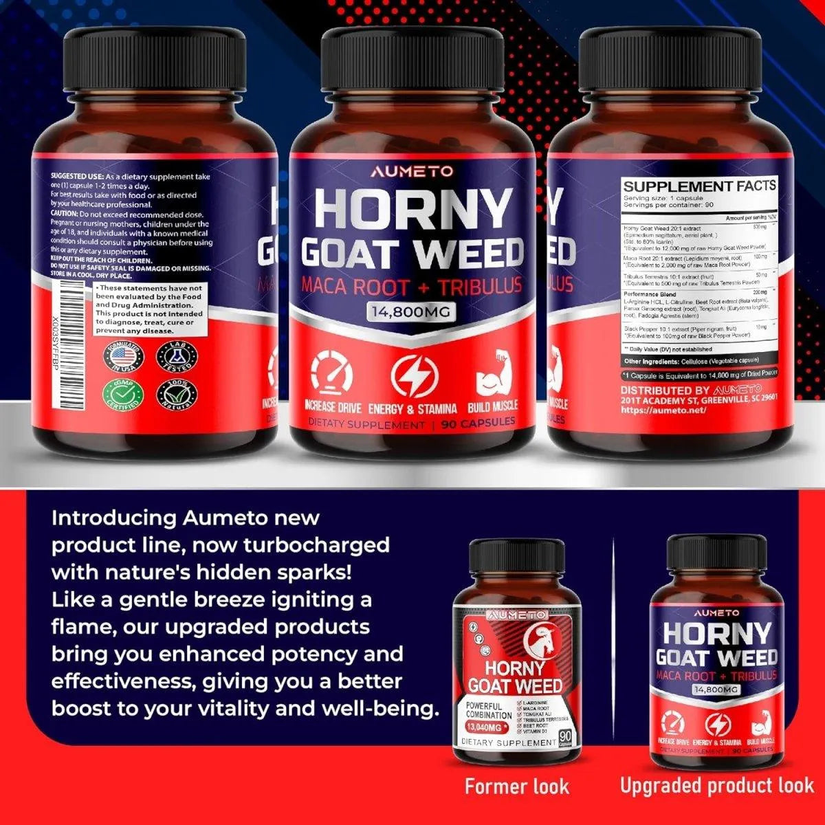 AUMETO - Aumeto Horny Goat Weed 13040Mg. 90 Capsulas - The Red Vitamin MX - Suplementos Alimenticios - {{ shop.shopifyCountryName }}