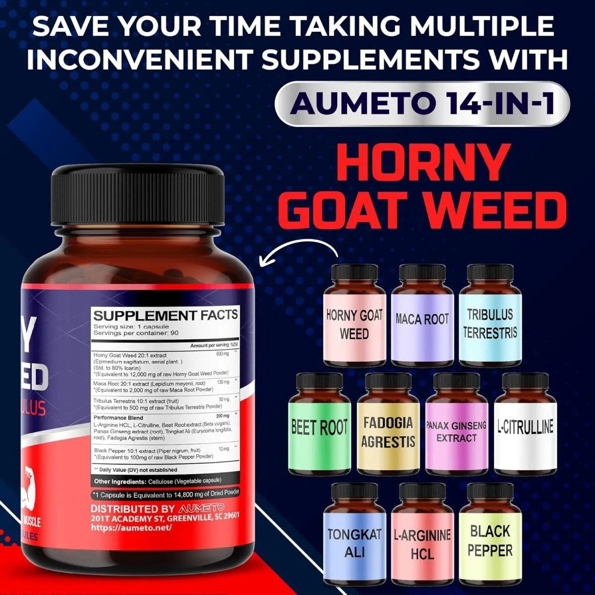 AUMETO - Aumeto Horny Goat Weed 13040Mg. 90 Capsulas - The Red Vitamin MX - Suplementos Alimenticios - {{ shop.shopifyCountryName }}