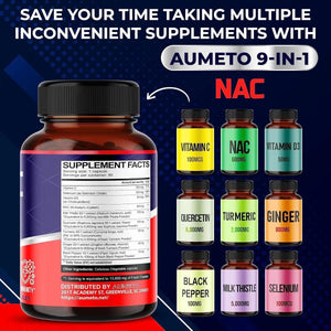 AUMETO - Aumeto NAC 13600Mg. with Milk Thistle + Quercetin 90 Capsulas - The Red Vitamin MX - Suplementos Alimenticios - {{ shop.shopifyCountryName }}