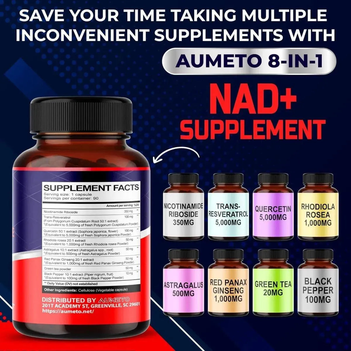 AUMETO - Aumeto NAD+ 90 Capsulas - The Red Vitamin MX - Suplementos Alimenticios - {{ shop.shopifyCountryName }}