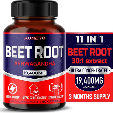 AUMETO - AUMETO Premium Beet Root 19,400Mg. with Ashwagandha 90 Capsulas - The Red Vitamin MX - Suplementos Alimenticios - {{ shop.shopifyCountryName }}