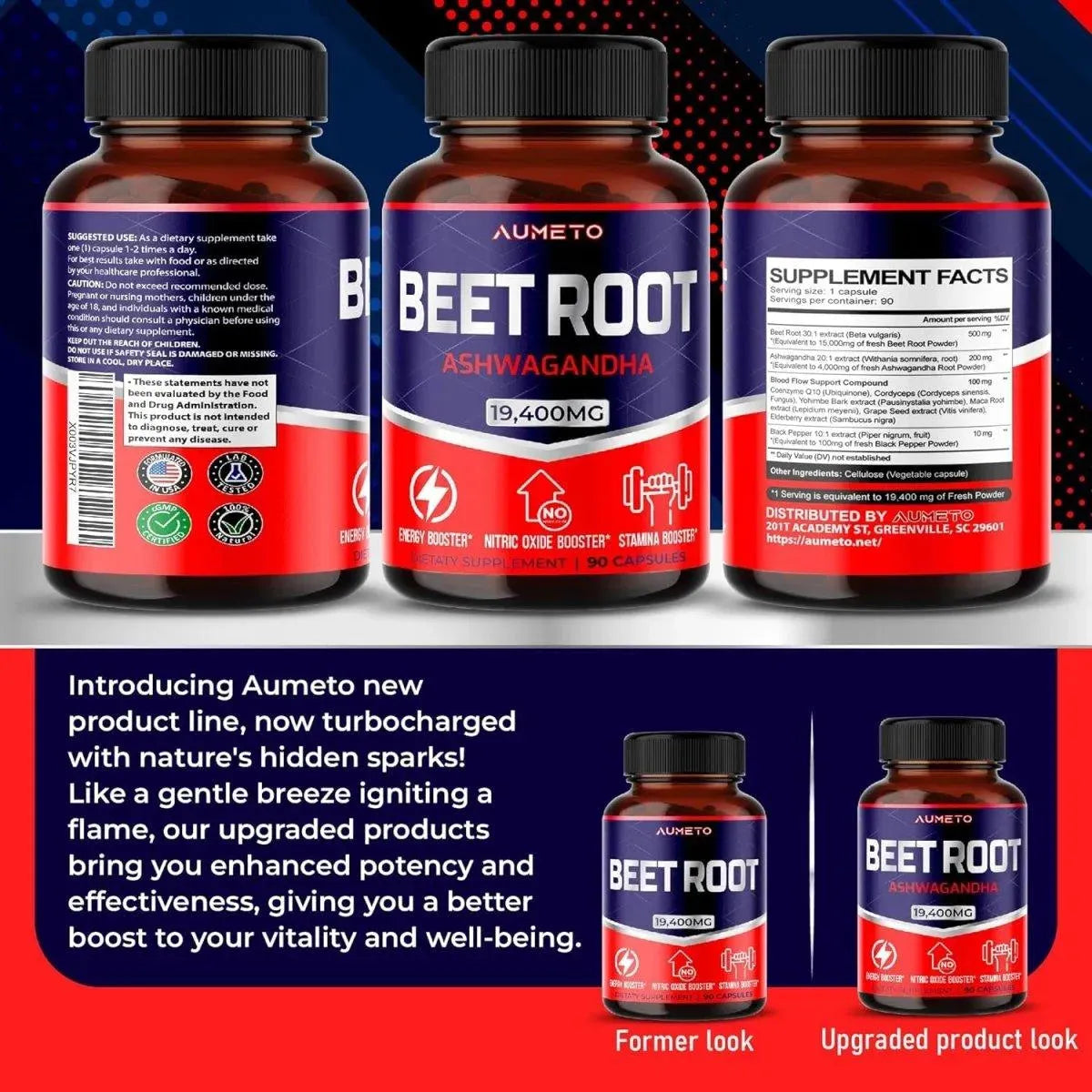 AUMETO - AUMETO Premium Beet Root 19,400Mg. with Ashwagandha 90 Capsulas - The Red Vitamin MX - Suplementos Alimenticios - {{ shop.shopifyCountryName }}