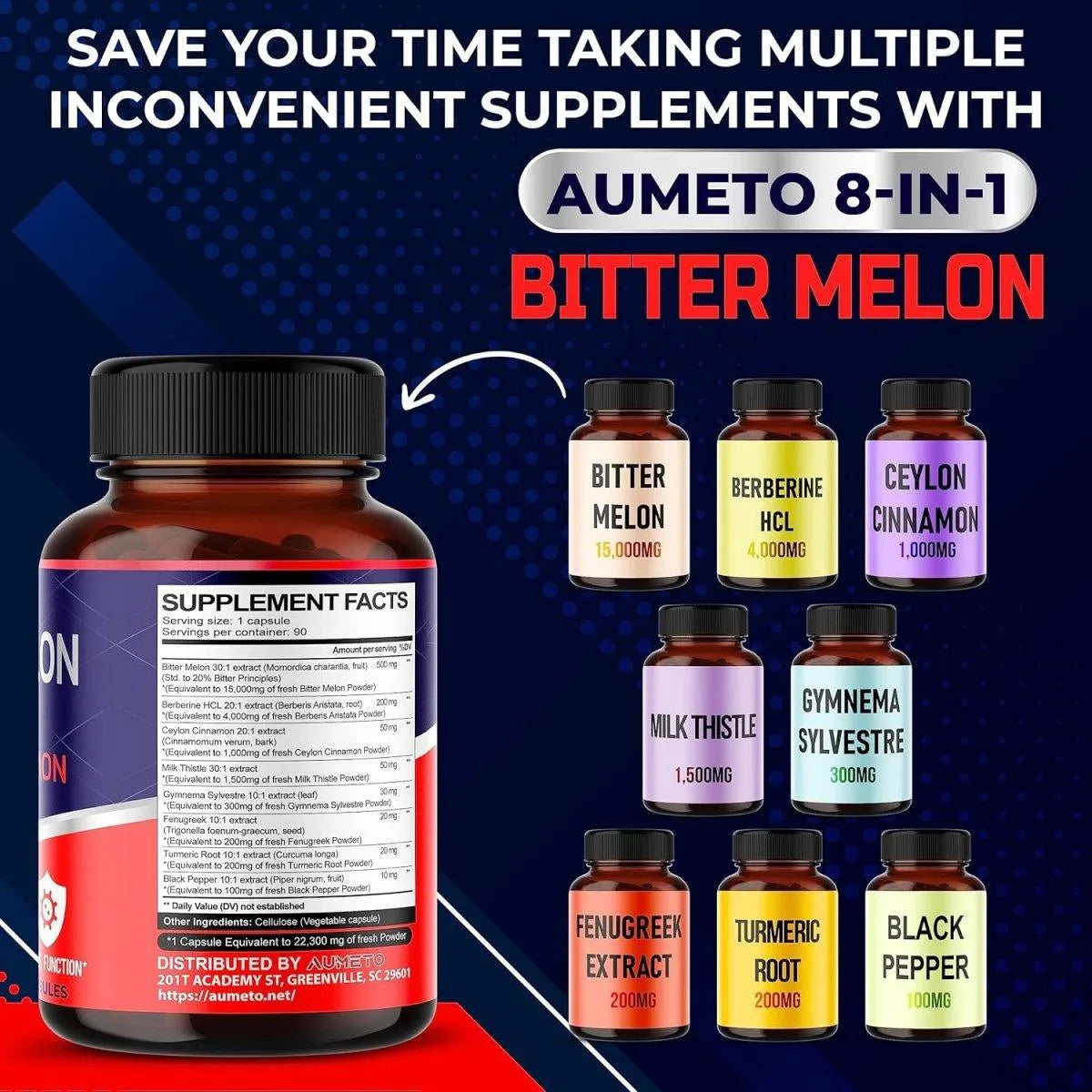 AUMETO - Aumeto Premium Bitter Mellon 22,300Mg. 90 Capsulas - The Red Vitamin MX - Suplementos Alimenticios - {{ shop.shopifyCountryName }}