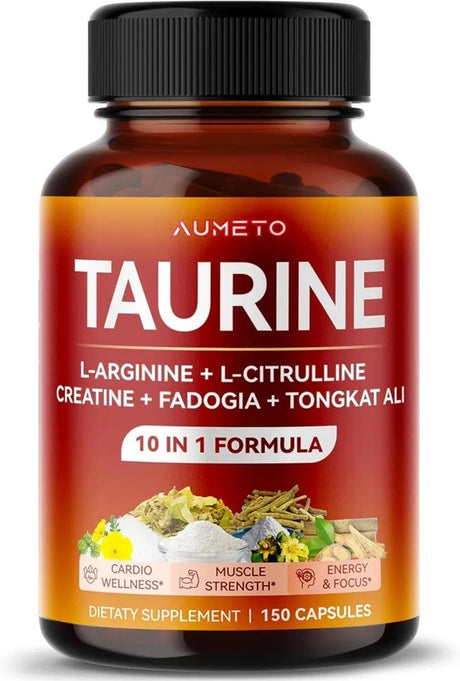 AUMETO - Aumeto Taurine Enhanced with L-Arginine, L-Citrulline, Creatine, Fadogia, Tongkat Ali 150 Capsulas - The Red Vitamin MX - Suplementos Alimenticios - {{ shop.shopifyCountryName }}