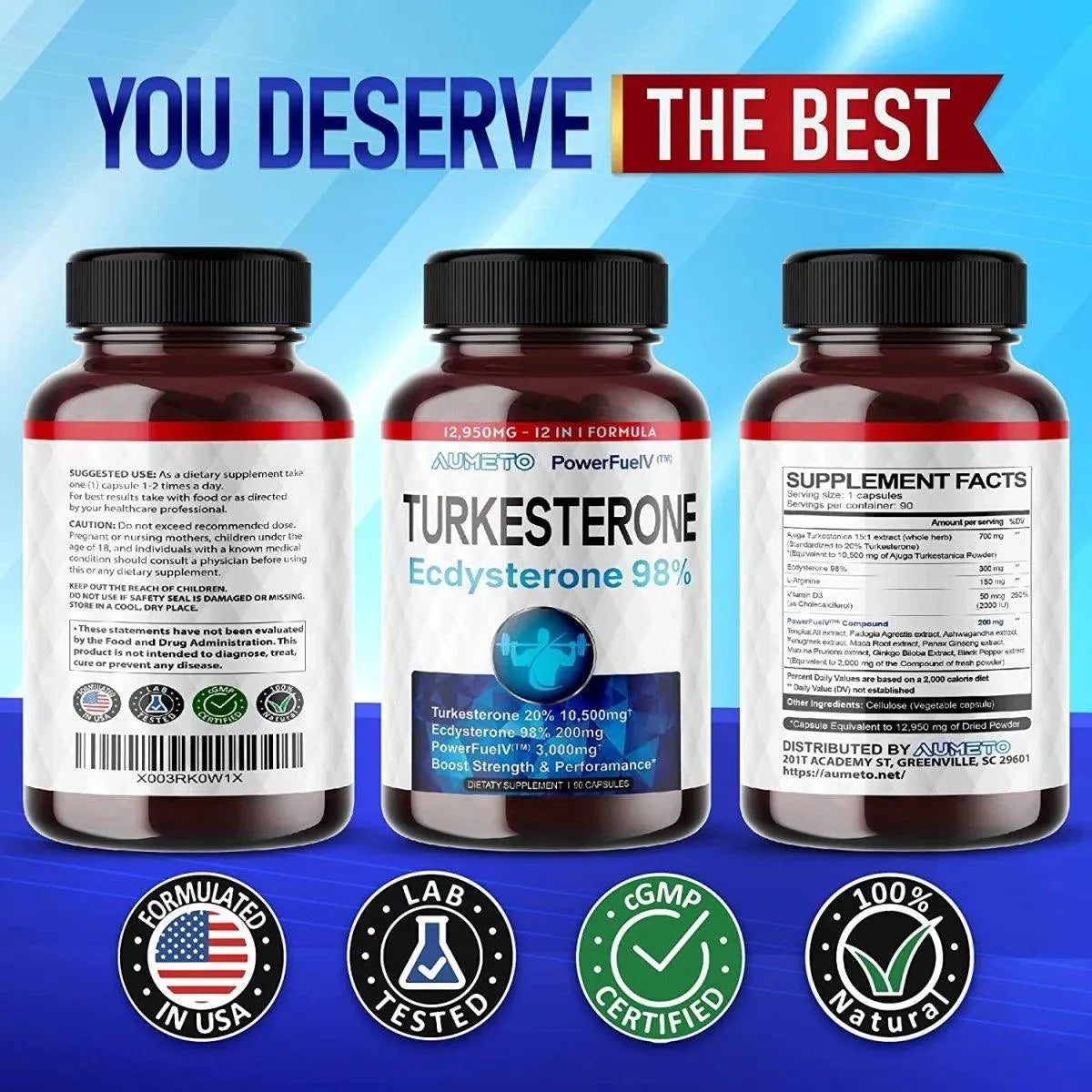 AUMETO - AUMETO Turkesterone 12950Mg. w L-Arginine Tongkat Ali Ginseng Maca Root VIT D3 90 Capsulas - The Red Vitamin MX - Suplementos Alimenticios - {{ shop.shopifyCountryName }}